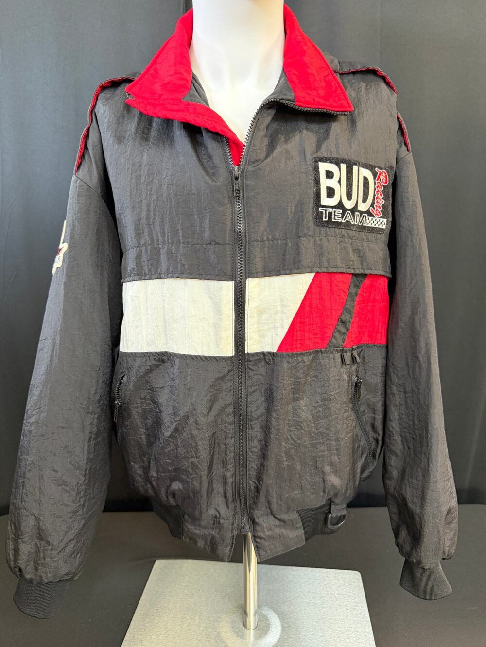 Vintage Budweiser Racing Team Jacket USA Made 90s Motorsports Embroidered XL?